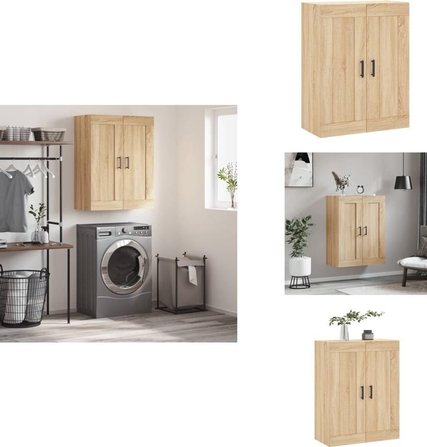 VidaXL Wandkast Wandkasten Hangkast Hangende Kast Wandkast 69-5x34x90 cm bewerkt hout sonoma eikenkleurig