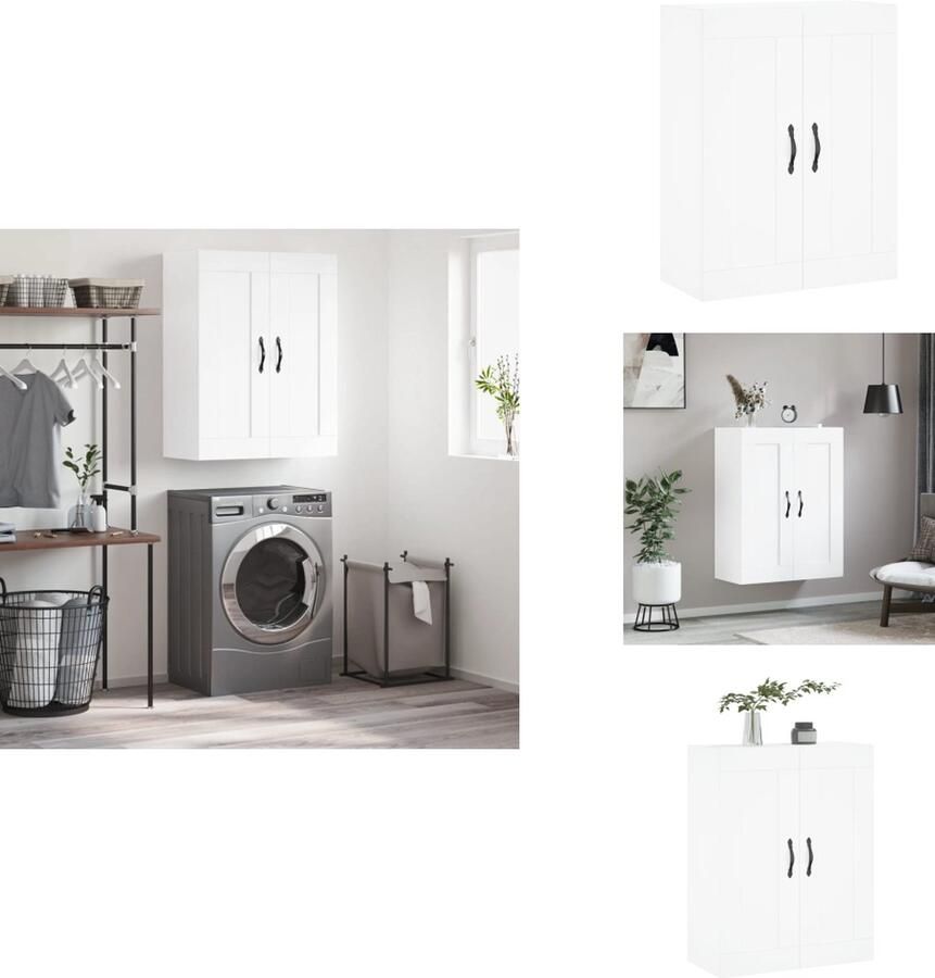 VidaXL Wandgemonteerde Kast Elegant Opbergkast Afmeting- 69.5 x 34 x 90 cm Kleur- Wit Keukenkast