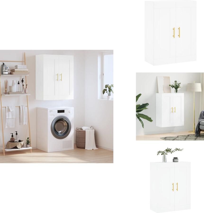 VidaXL Wandkast Wandkasten Hangkast Hangende Kast Wandkast 69-5x34x90 cm bewerkt hout wit
