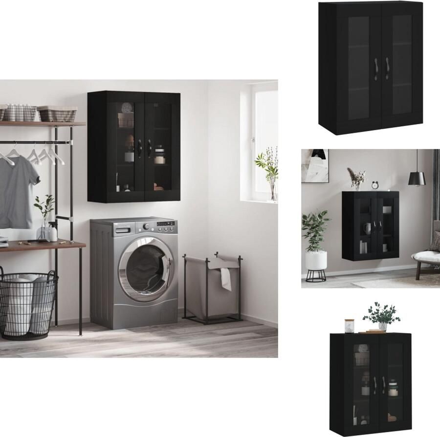 VidaXL Wandkast Wandkasten Hangkast Hangende Kast Wandkast 69 5x34x90 cm bewerkt hout zwart