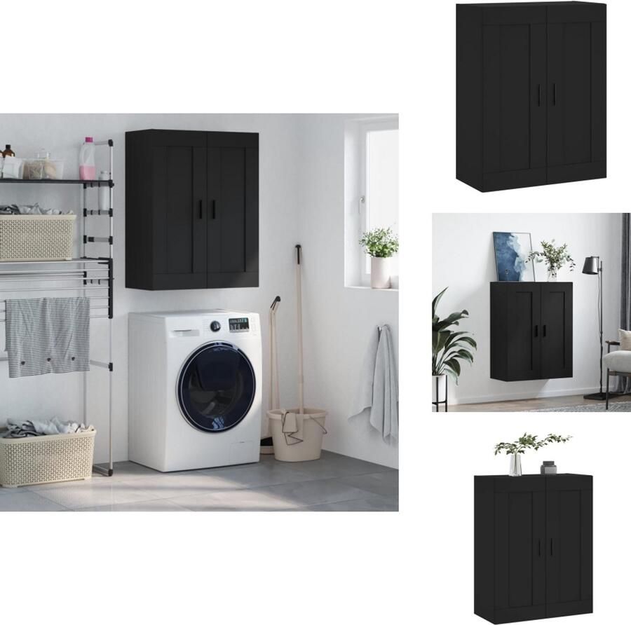 VidaXL Wandkast Wandkasten Hangkast Hangende Kast Wandkast 69-5x34x90 cm bewerkt hout zwart