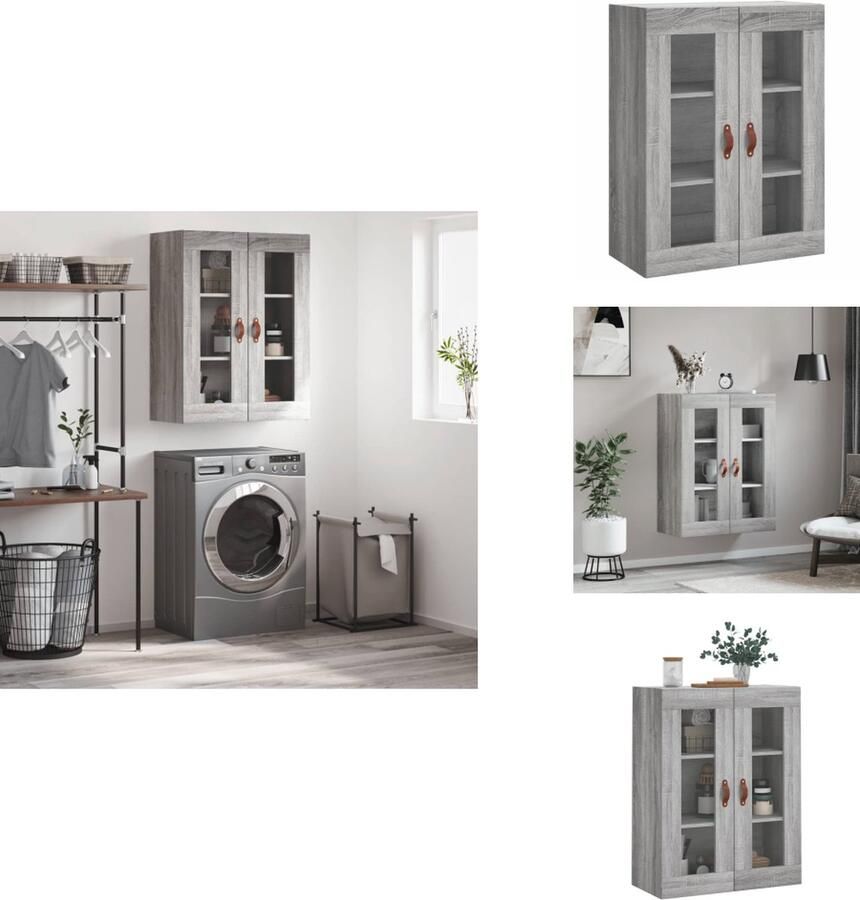 VidaXL Wandkast Wandkasten Hangkast Hangende Kast Wandkast 69-5x34x90 cm grijs sonoma eikenkleurig