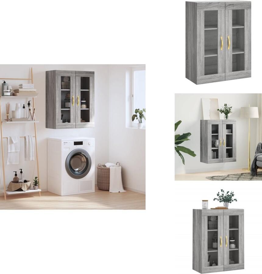 VidaXL Wandkast Wandkasten Hangkast Hangende Kast Wandkast 69-5x34x90 cm grijs sonoma eikenkleurig - Foto 2