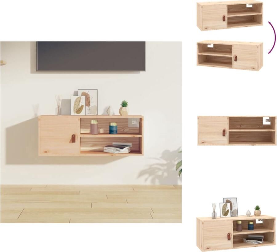 VidaXL Wandkast Wandkasten Hangkast Hangende Kast Wandkast 80x30x30 cm massief grenenhout - Foto 2