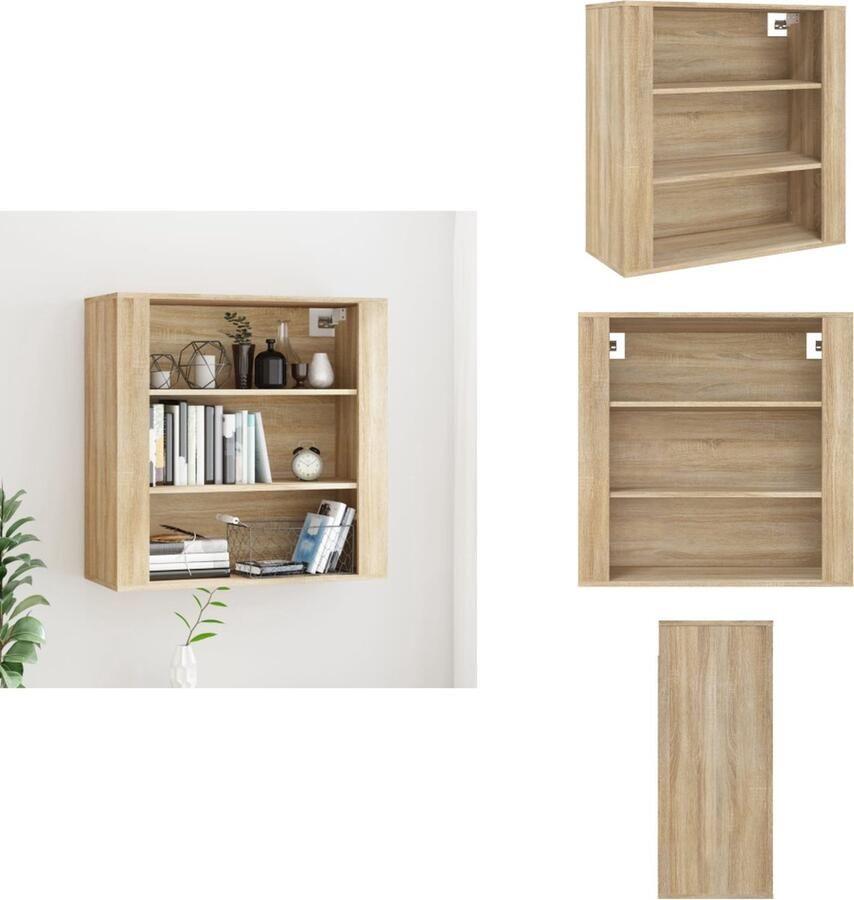 VidaXL Wandkast Wandkasten Hangkast Hangende Kast Wandkast 80x33x80 cm bewerkt hout sonoma eikenkleurig