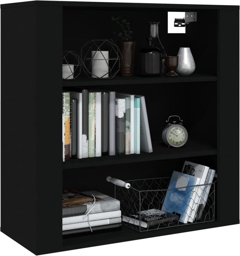 VidaXL Wandkast Wandkasten Hangkast Hangende Kast Wandkast 80x33x80 cm bewerkt hout zwart