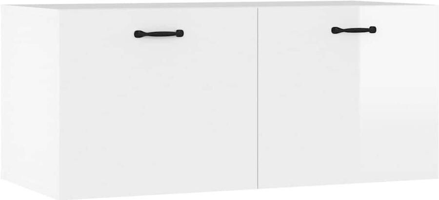 VidaXL Wandkast 80x36 5x35 cm bewerkt hout hoogglans wit Wandkast Houten Kast Opslagoplossing Keukenopslag Badkamerkast - Foto 2