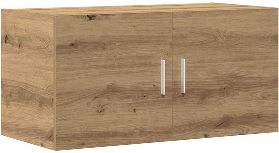 The Living Store Wandkast 80x39x40 cm bewerkt hout artisanaal eikenkleurig Wandkast Houten Kast Opslagoplossing Bergruimte Salontafel