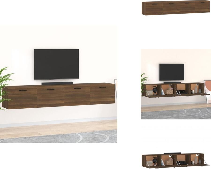 VidaXL Wandkast Wandkasten Hangkast Hangende Kast Wandkasten 2 st 100x36-5x35 cm bewerkt hout bruineikenkleurig - Foto 2