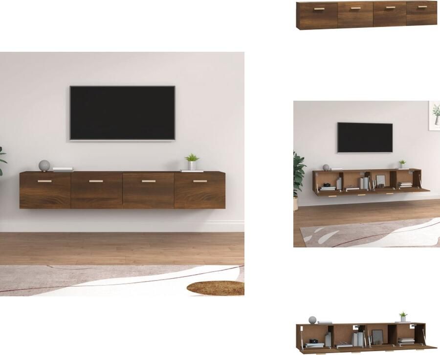 VidaXL Wandkast Wandkasten Hangkast Hangende Kast Wandkasten 2 st 100x36-5x35 cm bewerkt hout bruineikenkleurig