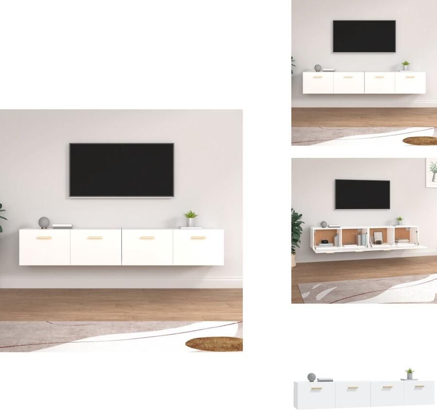 VidaXL Wandkast Wandkasten Hangkast Hangende Kast Wandkasten 2 st 100x36 5x35 cm bewerkt hout wit