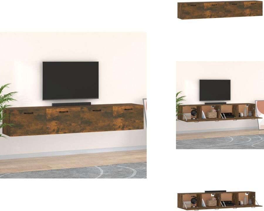 VidaXL Wandkast Wandkasten Hangkast Hangende Kast Wandkasten 2 st 100x36 5x35cm bewerkt hout gerookt eikenkleurig