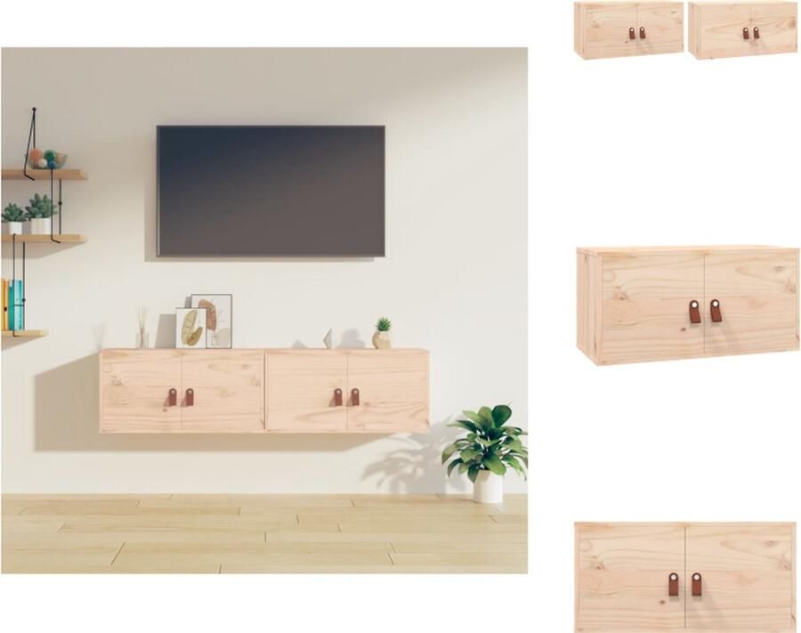 VidaXL Wandkast Wandkasten Hangkast Hangende Kast Wandkasten 2 st 60x30x30 cm massief grenenhout