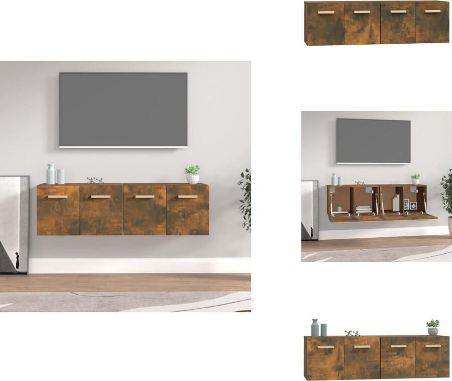 VidaXL Wandkast Wandkasten Hangkast Hangende Kast Wandkasten 2 st 60x36 5x35 cm bewerkt hout gerookt eikenkleurig