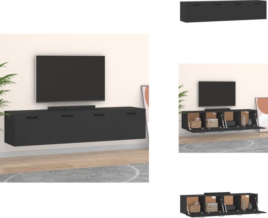 VidaXL Wandkast Wandkasten Hangkast Hangende Kast Wandkasten 2 st 60x36 5x35 cm bewerkt hout zwart