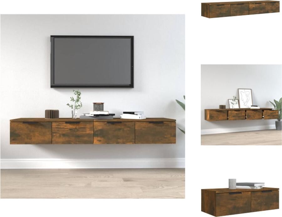 VidaXL Wandkast Wandkasten Hangkast Hangende Kast Wandkasten 2 st 68x30x20 cm bewerkt hout gerookt eikenkleurig