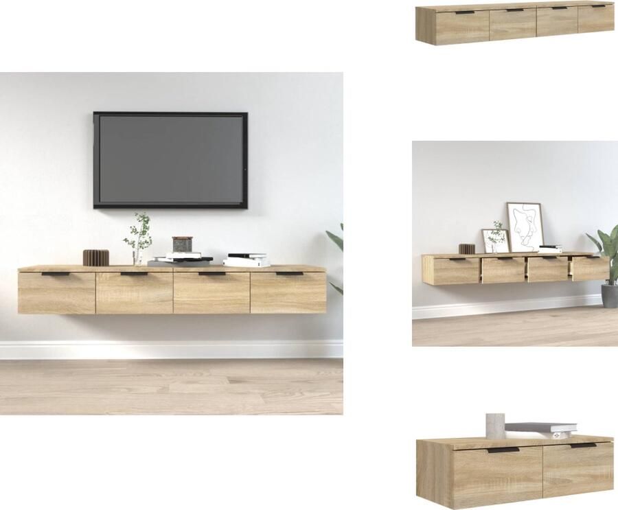 VidaXL Wandkast Wandkasten Hangkast Hangende Kast Wandkasten 2 st 68x30x20 cm bewerkt hout sonoma eikenkleurig - Foto 2