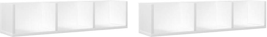 VidaXL Wandkast Wandkasten Hangkast Hangende Kast Wandkasten 2 st 75x18x16 5 cm bewerkt hout wit