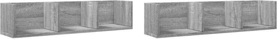 VidaXL Wandkast Wandkasten Hangkast Hangende Kast Wandkasten 2 st 75x18x16 5 cm bewerkt hout grijs sonoma eiken