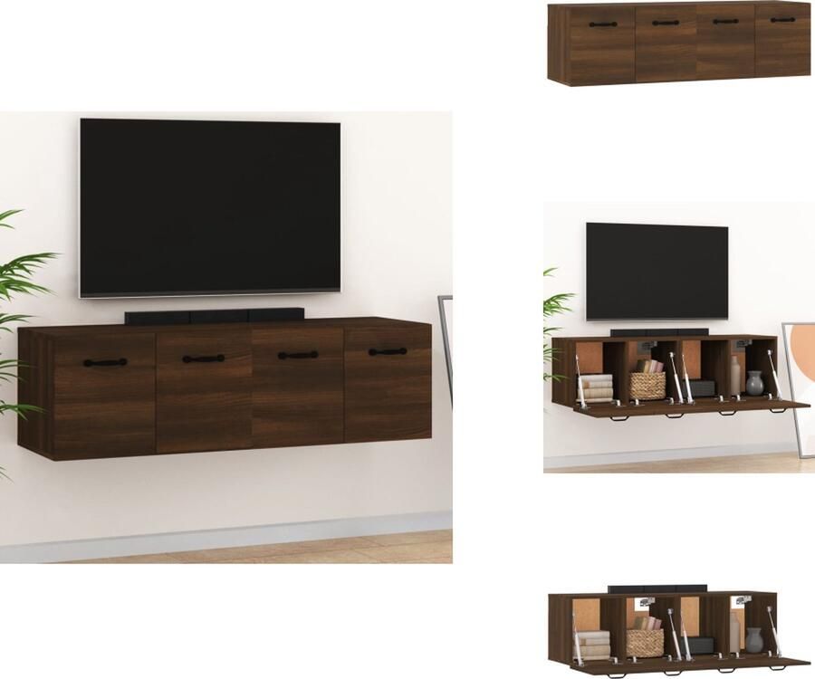 VidaXL Wandkast Wandkasten Hangkast Hangende Kast Wandkasten 2 st 80x35x36-5 cm bewerkt hout bruineikenkleurig