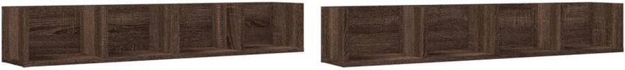 VidaXL Wandkast Wandkasten Hangkast Hangende Kast Wandkasten 2 st 99x18x16 5 cm bewerkt hout bruin eikenkleur