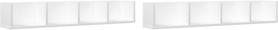 VidaXL Wandkast Wandkasten Hangkast Hangende Kast Wandkasten 2 st 99x18x16 5 cm bewerkt hout wit