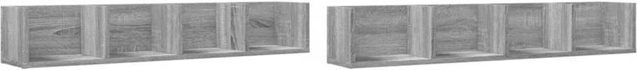VidaXL Wandkast Wandkasten Hangkast Hangende Kast Wandkasten 2 st 99x18x16 5 cm bewerkt hout grijs sonoma eiken