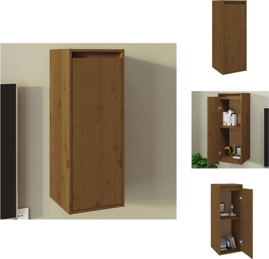 VidaXL Wandkast Wandkasten Hangkast Wandgemonteerde Kast Wandkast 30x30x80 cm massief grenenhout honingbruin