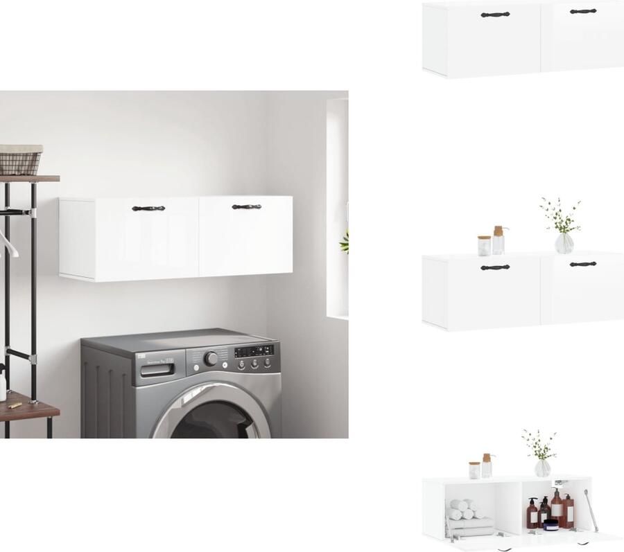 VidaXL Wandkast Wandkasten Kast Bijzetkast Wandkast 100x36 5x35 cm bewerkt hout hoogglans wit