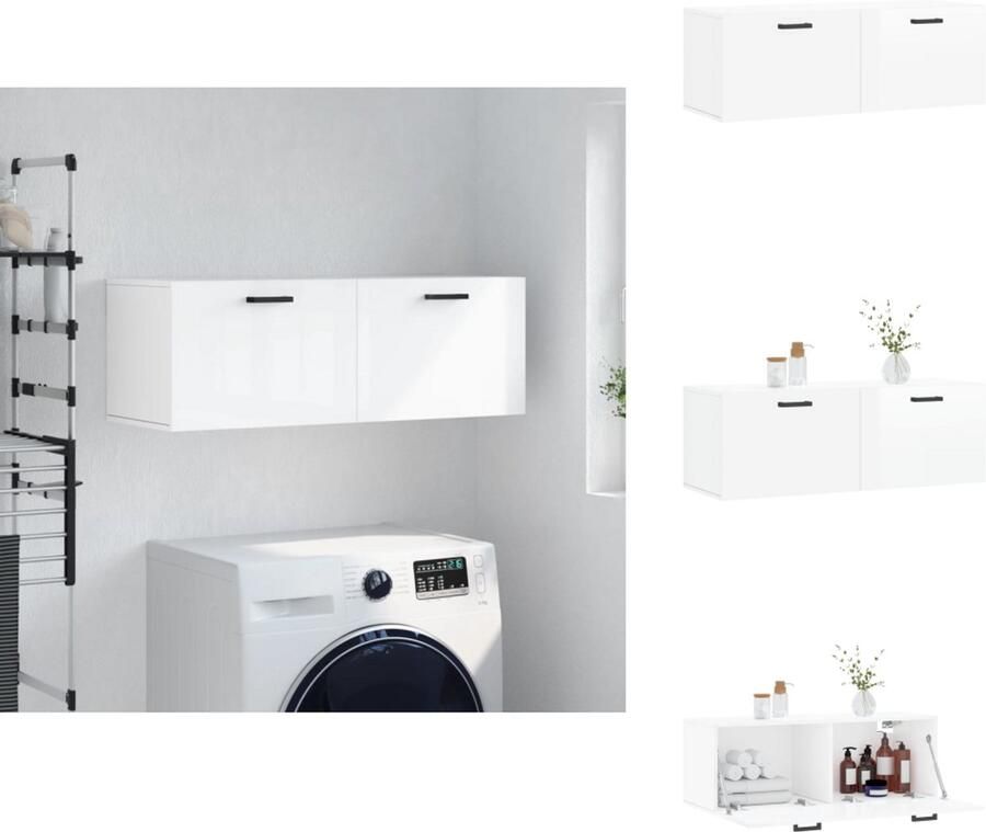 VidaXL Wandkast Wandkasten Kast Bijzetkast Wandkast 100x36 5x35 cm bewerkt hout hoogglans wit