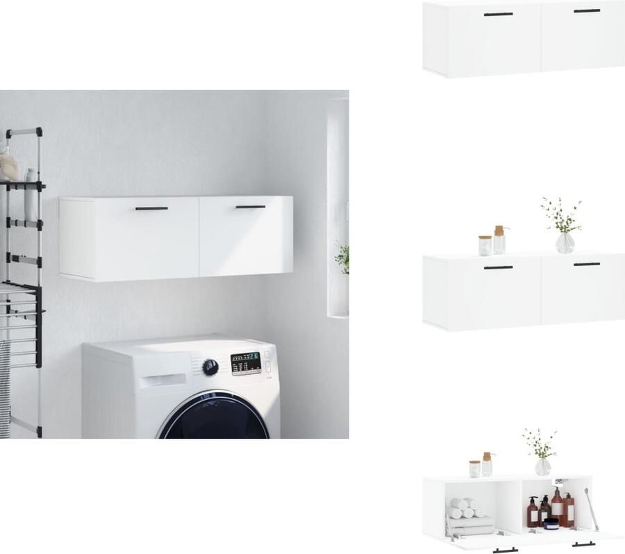 VidaXL Wandkast Wandkasten Kast Bijzetkast Wandkast 100x36 5x35 cm bewerkt hout wit