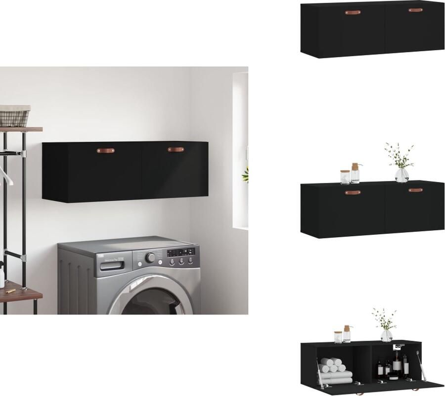 VidaXL Wandkast Wandkasten Kast Bijzetkast Wandkast 100x36 5x35 cm bewerkt hout zwart