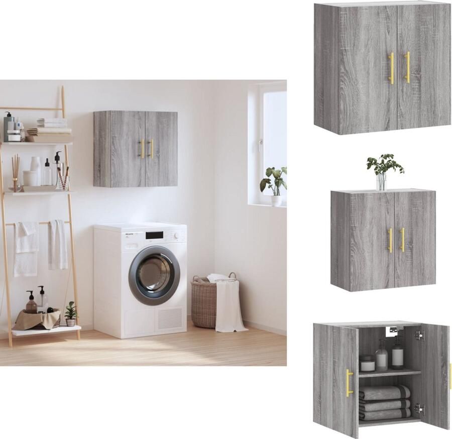 VidaXL Wandkast Wandkasten Kast Bijzetkast Wandkast 60x31x60 cm bewerkt hout grijs sonoma eikenkleurig