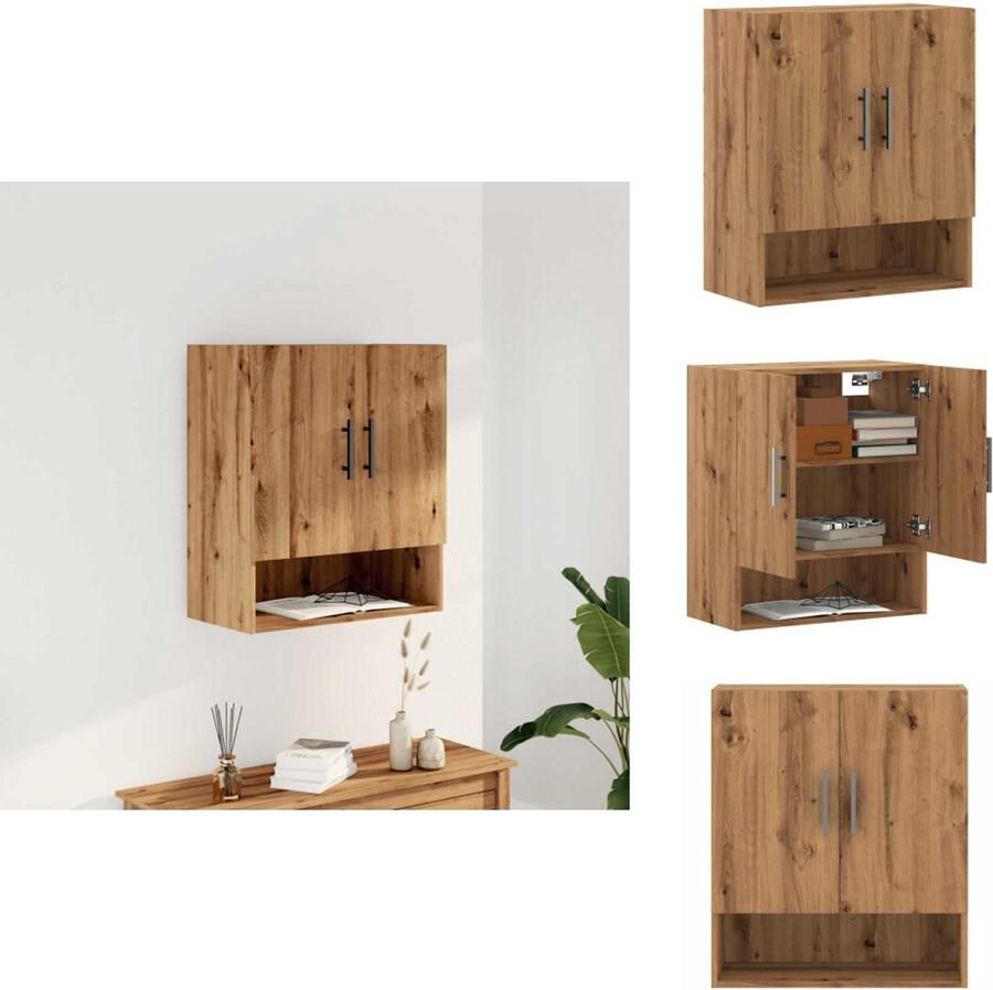 VidaXL Wandkast Wandkasten Kast Bijzetkast Wandkast 60x31x70 cm bewerkt hout artisanaal eikenkleur
