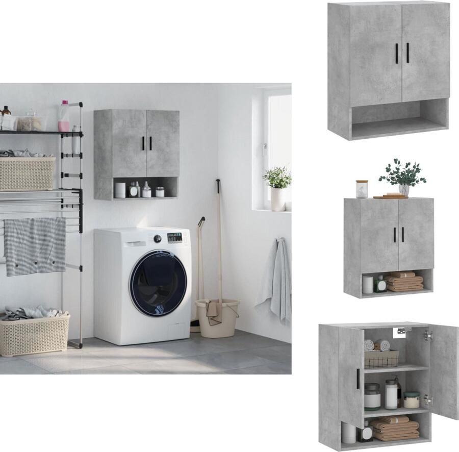 VidaXL Wandkast Wandkasten Kast Bijzetkast Wandkast 60x31x70 cm bewerkt hout betongrijs