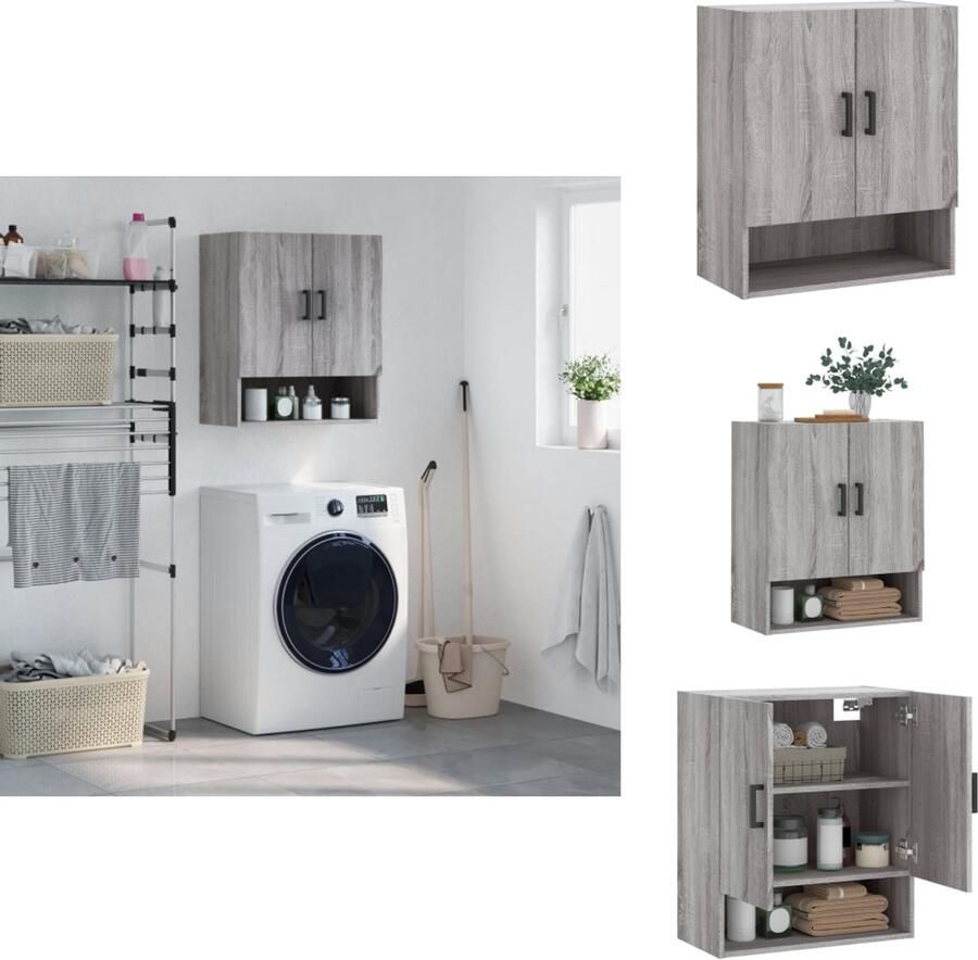 VidaXL Wandkast Wandkasten Kast Bijzetkast Wandkast 60x31x70 cm bewerkt hout grijs sonoma eikenkleurig