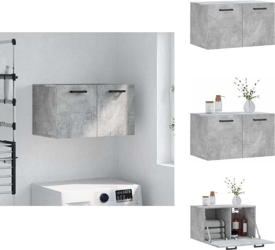 VidaXL Wandkast Wandkasten Kast Bijzetkast Wandkast 60x36 5x35 cm bewerkt hout betongrijs