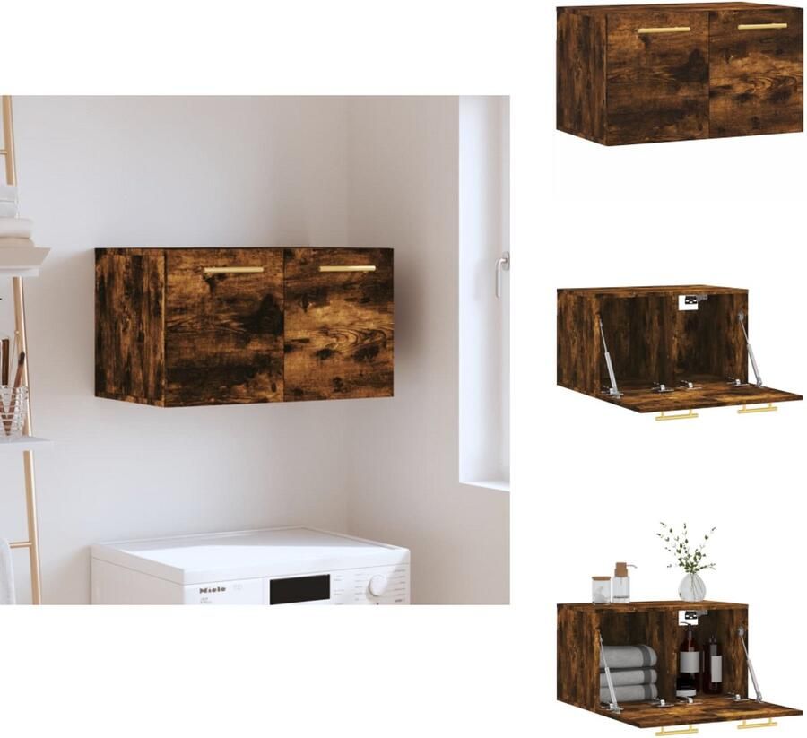 VidaXL Wandkast Wandkasten Kast Bijzetkast Wandkast 60x36-5x35 cm bewerkt hout gerookt eikenkleurig - Foto 2