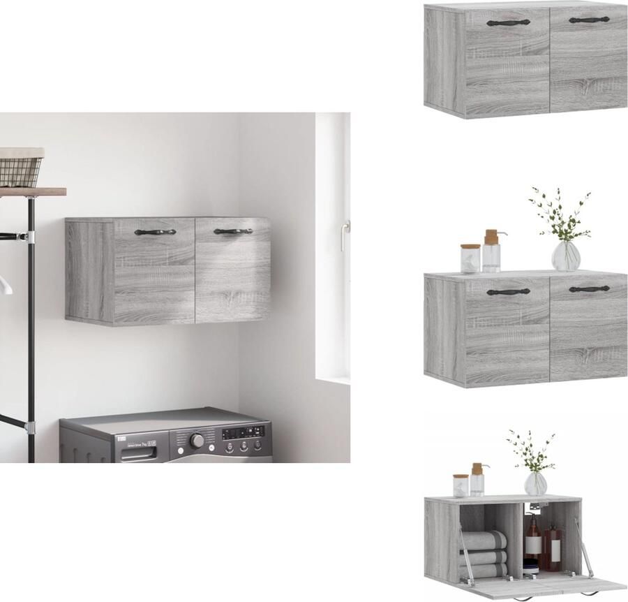 VidaXL Wandkast Wandkasten Kast Bijzetkast Wandkast 60x36-5x35 cm bewerkt hout grijs sonoma eikenkleurig
