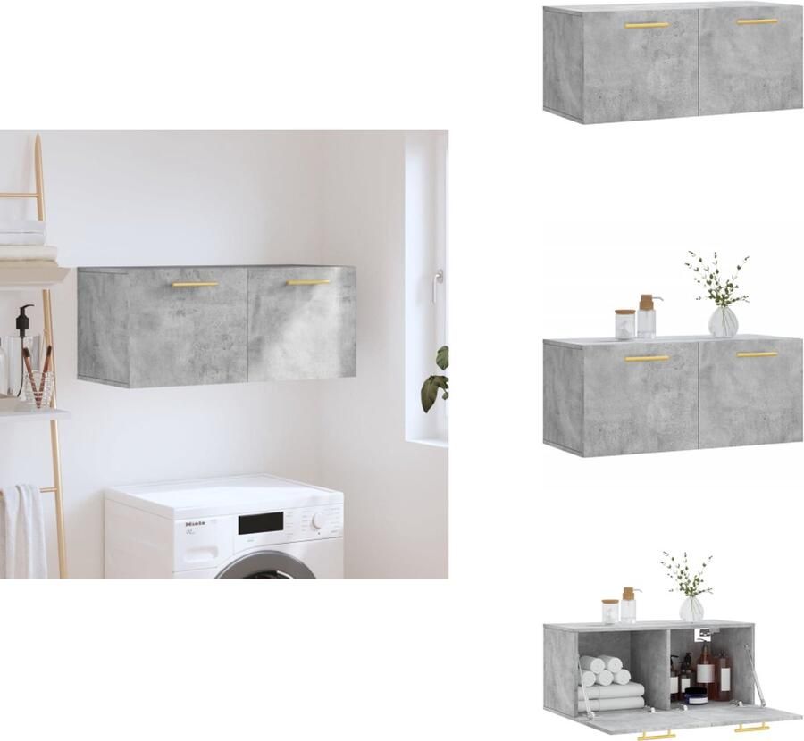 VidaXL Wandkast Wandkasten Kast Bijzetkast Wandkast 80x36 5x35 cm bewerkt hout betongrijs