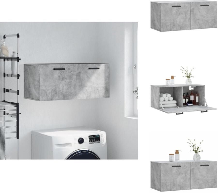 VidaXL Wandkast Wandkasten Kast Bijzetkast Wandkast 80x36 5x35 cm bewerkt hout betongrijs