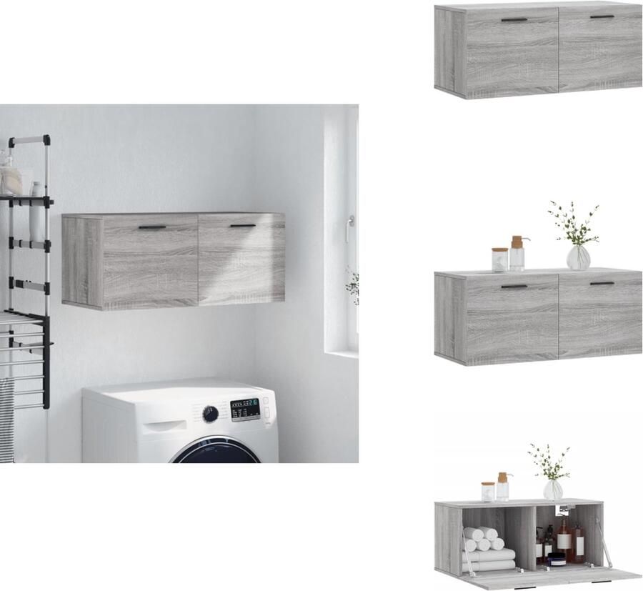 VidaXL Wandkast Wandkasten Kast Bijzetkast Wandkast 80x36 5x35 cm bewerkt hout grijs sonoma eikenkleurig - Foto 2