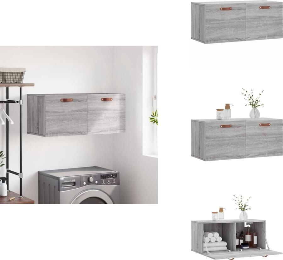 VidaXL Wandkast Wandkasten Kast Bijzetkast Wandkast 80x36 5x35 cm bewerkt hout grijs sonoma eikenkleurig