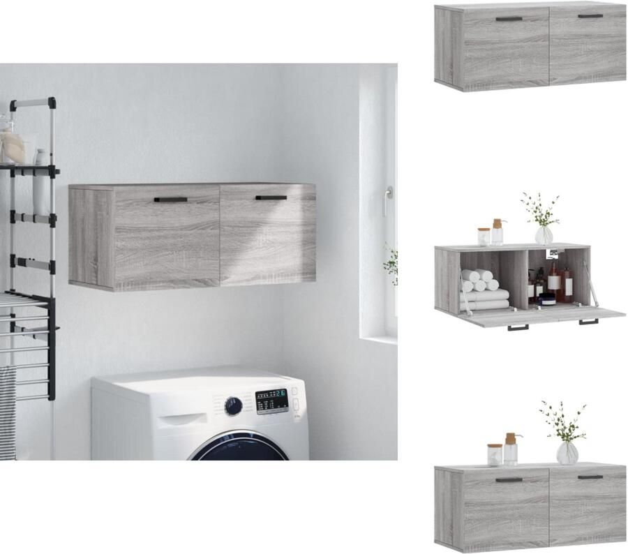 VidaXL Wandkast Wandkasten Kast Bijzetkast Wandkast 80x36 5x35 cm bewerkt hout grijs sonoma eikenkleurig