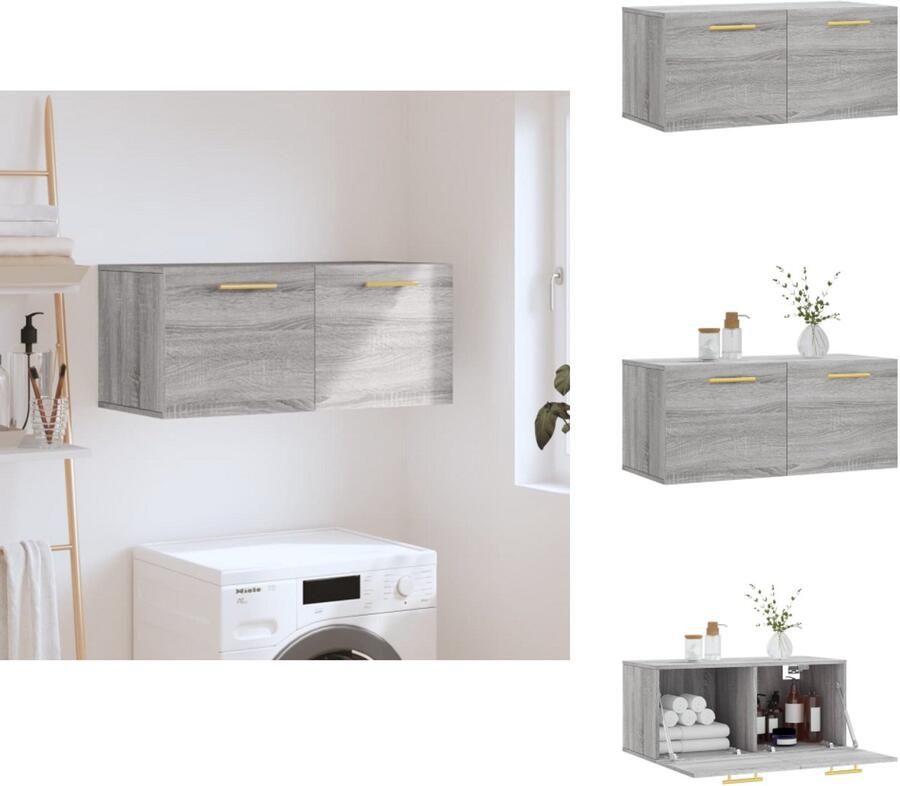 VidaXL Wandkast Wandkasten Kast Bijzetkast Wandkast 80x36 5x35 cm bewerkt hout grijs sonoma eikenkleurig