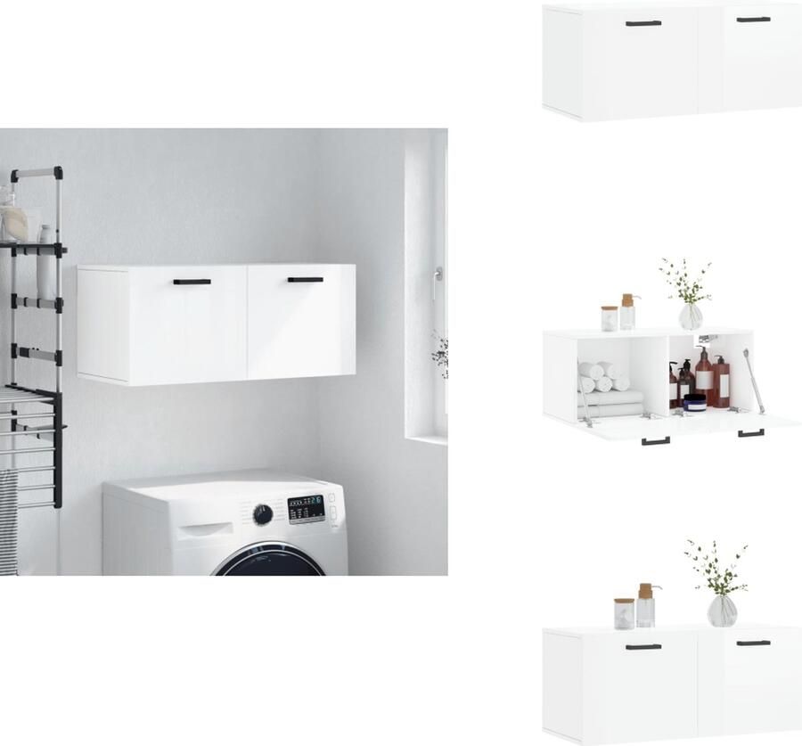 VidaXL Wandkast Wandkasten Kast Bijzetkast Wandkast 80x36 5x35 cm bewerkt hout hoogglans wit