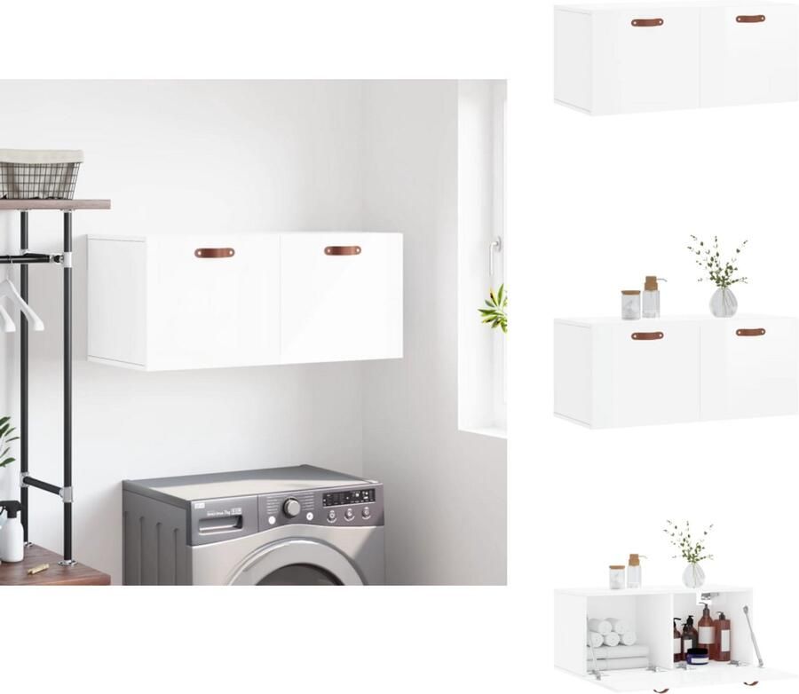 VidaXL Wandkast Wandkasten Kast Bijzetkast Wandkast 80x36 5x35 cm bewerkt hout hoogglans wit