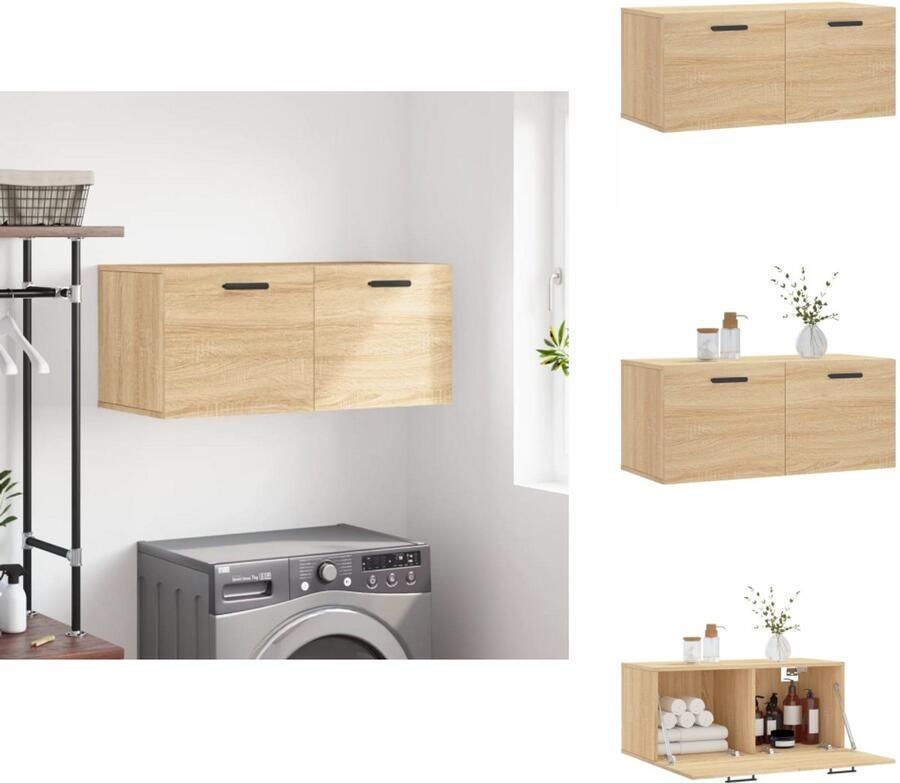 VidaXL Wandkast Wandkasten Kast Bijzetkast Wandkast 80x36-5x35 cm bewerkt hout sonoma eikenkleurig