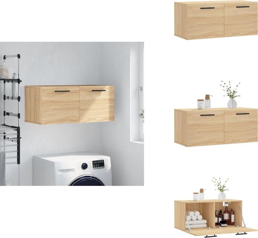 VidaXL Wandkast Wandkasten Kast Bijzetkast Wandkast 80x36-5x35 cm bewerkt hout sonoma eikenkleurig - Foto 2