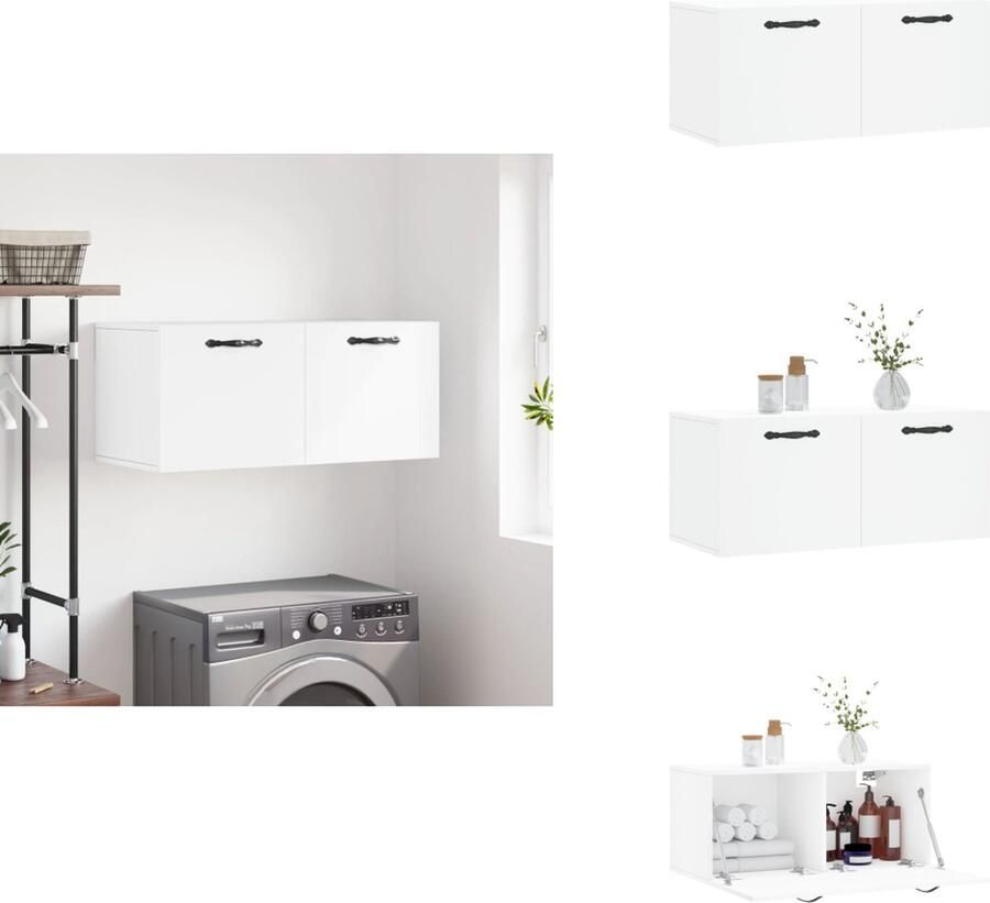 VidaXL Wandkast Wandkasten Kast Bijzetkast Wandkast 80x36-5x35 cm bewerkt hout wit